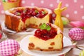 Cherry cheesecake for easter Royalty Free Stock Photo