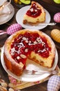 Cherry cheesecake for easter Royalty Free Stock Photo