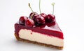 Cherry cheesecake isolated on white background Royalty Free Stock Photo