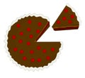 Cherry chocolate cake illustration with piece cut out Royalty Free Stock Photo