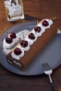 Cherry chocolate cake roll Royalty Free Stock Photo