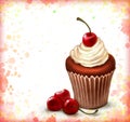 Cherry chocolate cupcake Royalty Free Stock Photo