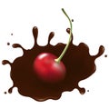 Cherry In Chocolate Splash. Vector Royalty Free Stock Photo