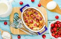 Cherry clafouti - traditional french sweet fruit dessert