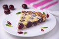 Cherry clafoutis is a baked French fruit dessert Royalty Free Stock Photo
