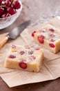 Cherry clafoutis on brown paper Royalty Free Stock Photo