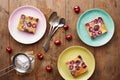 Cherry clafoutis pie on wooden table Royalty Free Stock Photo
