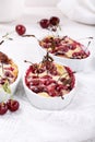 Cherry clafoutis - traditional French sweet fruit dessert Royalty Free Stock Photo