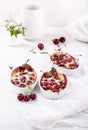 Cherry clafoutis - traditional French sweet fruit dessert