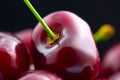 Cherry closeup. Organic ripe cherries isolated on black Royalty Free Stock Photo