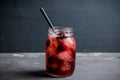 Cherry cocktail with ice in glass jar Royalty Free Stock Photo