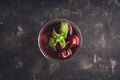 Cherry cocktail in martini glass with berries and mint leaves Royalty Free Stock Photo