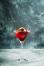 Cherry cocktail in martini glass with berries and mint leaves Royalty Free Stock Photo