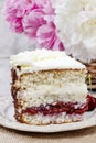 Cherry and coconut layer cake