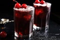 cherry cola bubbles viewed from a side angle Royalty Free Stock Photo