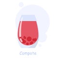 Cherry compote in a glass. Fresh compote, fruit juice.