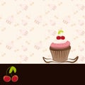 Cherry cupcake invitation card