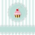 Cherry cupcake invitation card Royalty Free Stock Photo