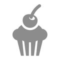 Cherry cupcake vector icon Royalty Free Stock Photo