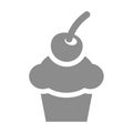 Cherry cupcake vector icon Royalty Free Stock Photo