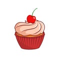 Cherry cupcake vector illustartion