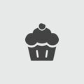 Cherry cupcake, vector sign illustration icon. Royalty Free Stock Photo