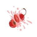 Cherry Cut In The Air Splashing The Juice Royalty Free Stock Photo