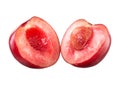 Cherry. Cut fruit isolated on white background Royalty Free Stock Photo