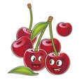 Cherry. Cute characters. Vector set in cartoon style. Isolated f