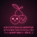 Cherry cute kawaii neon light character