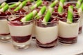 Cherry dessert in a glass with yogurt. Royalty Free Stock Photo