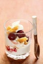 Cherry Dessert in a transparent glass. Royalty Free Stock Photo