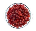 Cherry dried in a bowl on a white background