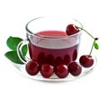 Cherry drink in a glass mug . Royalty Free Stock Photo