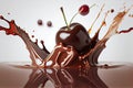 cherry falling into chocolate Royalty Free Stock Photo