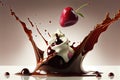 cherry falling into chocolate Royalty Free Stock Photo