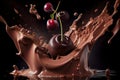 cherry falling into chocolate Royalty Free Stock Photo