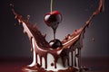 cherry falling into chocolate Royalty Free Stock Photo