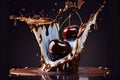 cherry falling into chocolate Royalty Free Stock Photo