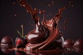 cherry falling into chocolate Royalty Free Stock Photo