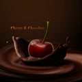 Cherry falling in the chocolate Royalty Free Stock Photo