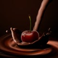 Cherry falling in the chocolate Royalty Free Stock Photo