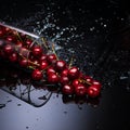 Cherry falling from glass