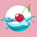 Cherry falling in water splash