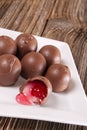 Cherry filled chocolate candy,dish