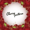 Cherry frame pattern. Round element for your packaging and card design.