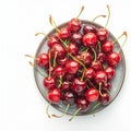 Cherry freshness Plate of sweet cherries with water droplets, tempting