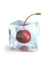 Cherry frozen in ice