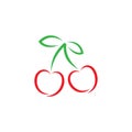 Cherry fruit logo vector outline stroke