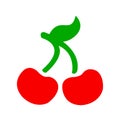 Cherry fruit sign. Sweet berry simple flat icon - for stock
